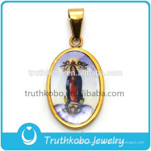 2015 prière coeur gravé pendentif en acier inoxydable mère de dieu vierge seigneurs prière et croix collier en acier inoxydable